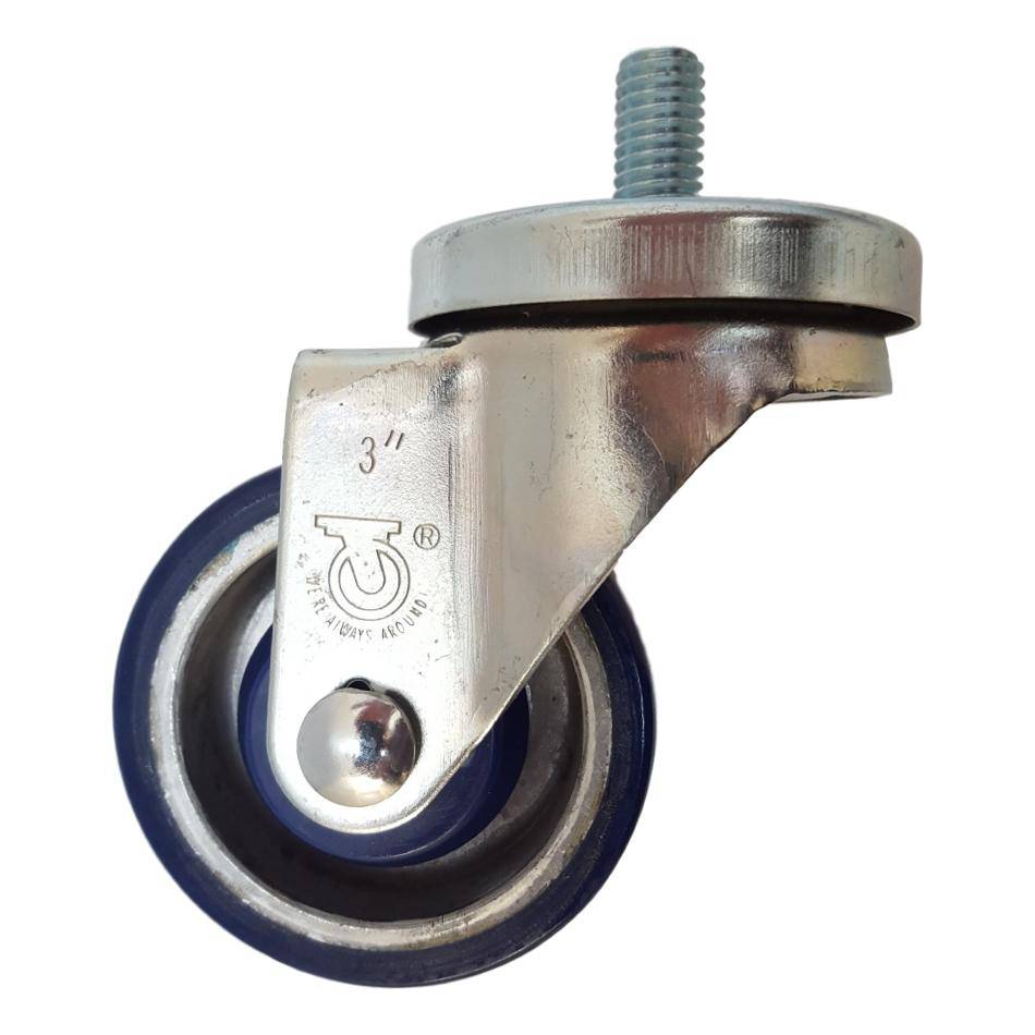 3" x 1-1/4" Polyon Alum. Threaded Swivel Stem Caster (1/2") - 350 lbs. Cap. - Durable Superior Casters