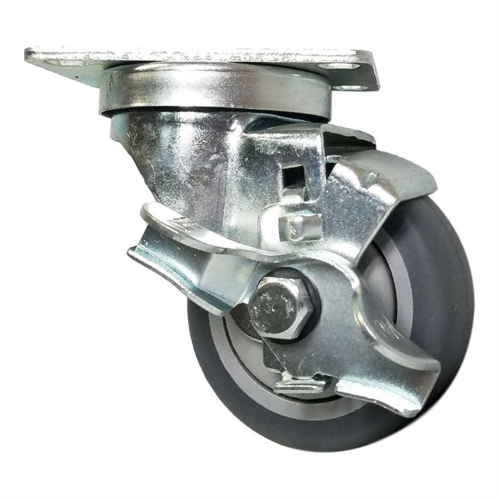 3" x 1-1/4" Thermo-Pro Swivel Caster, Top Lock Brake, Swivel Dust Cap 210 lbs Capacity - Durable Superior Casters