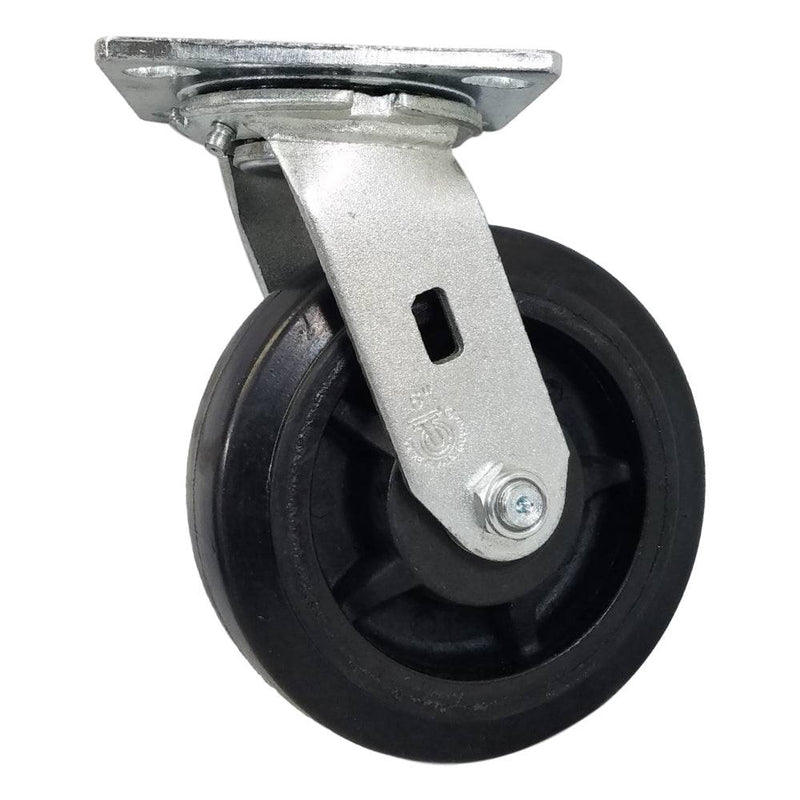 6" x 2" Rubber On Nylon Swivel Caster (Precision Bearing) - 550 lbs. Cap. - Durable Superior Casters