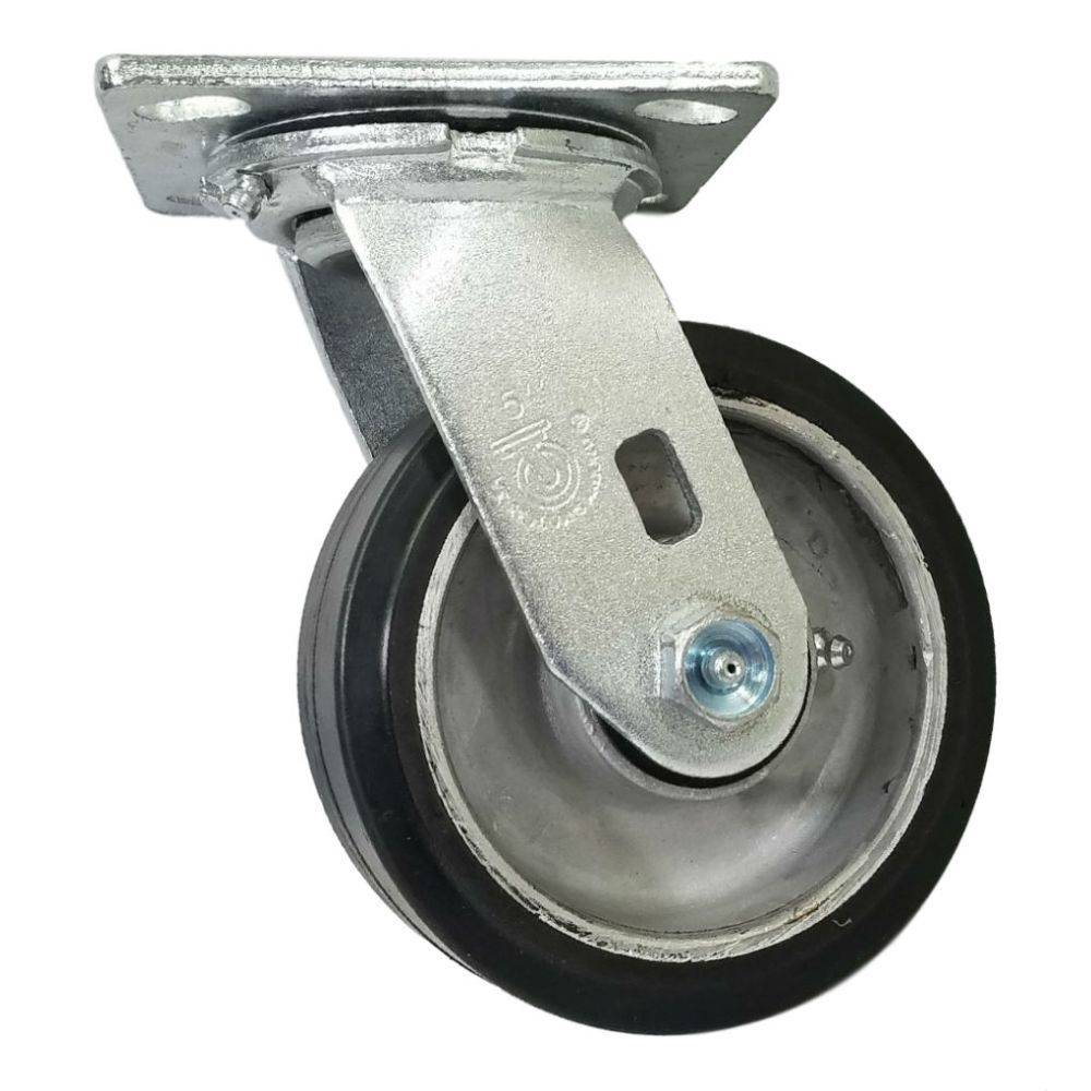 5" x 2" Mold-On Rubber Aluminum Wheel Swivel Caster - 500 lbs. Capacity - Durable Superior Casters