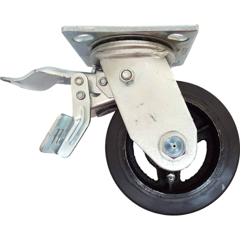 5" x 2" Mold-On Rubber Cast Swivel Caster w/ Total Lock Brake - 400 lbs. Cap. - Durable Superior Casters