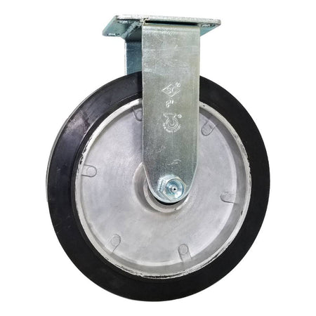 8" x 1-5/8" Mold-On Rubber Aluminum Wheel Rigid Caster - 400 lbs. Capacity - Durable Superior Casters