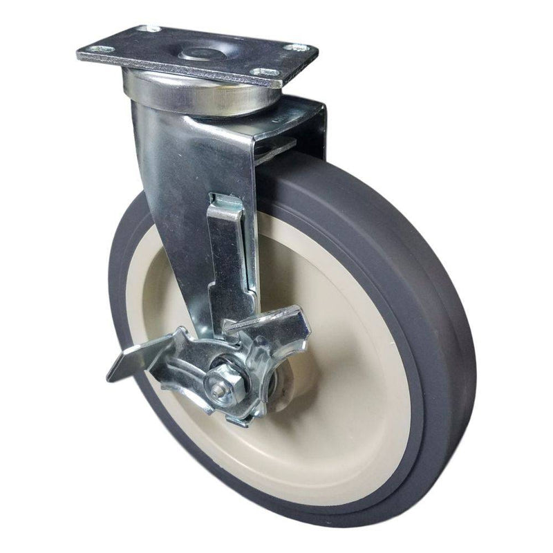 8" x 1-1/2" Poly-Pro Swivel Maid's Cart Caster w/ Top Lock Brake, 400 lbs. Cap. - Durable Superior Casters