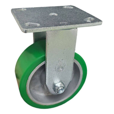 6" x 2" Polyon Aluminum Wheel Rigid Caster - 1,200 lbs. Capacity - Durable Superior Casters