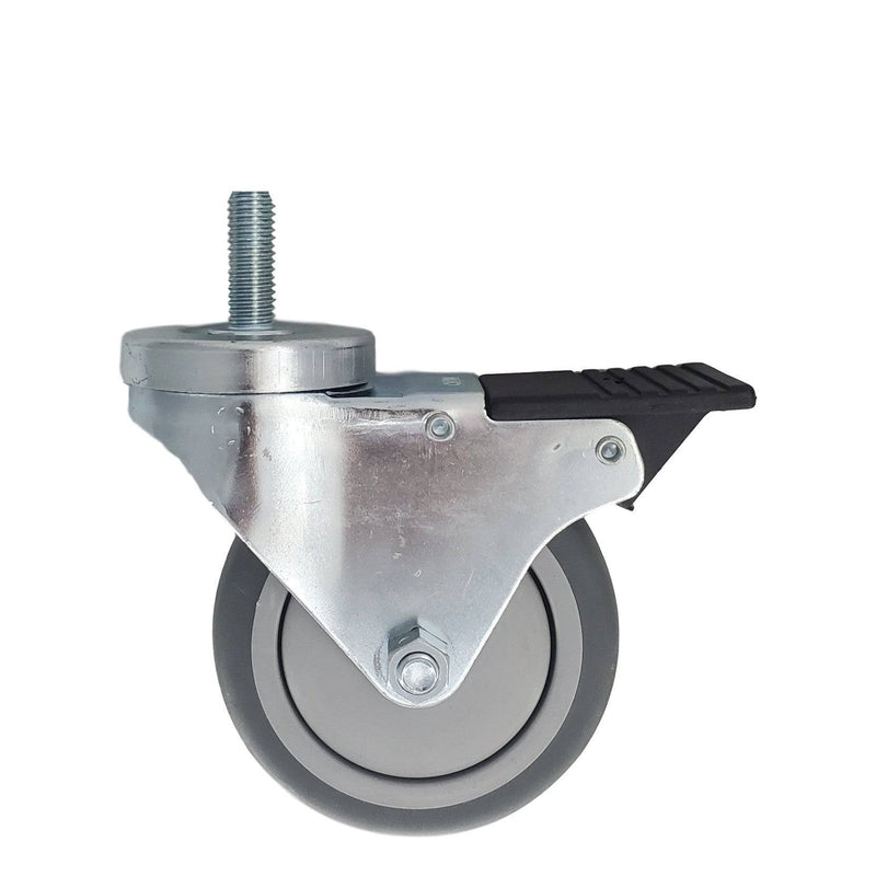 4" x 1-1/4" Thermo-Pro Thread Stem Caster Total Lock Brake - 250# Cap - Durable Superior Casters