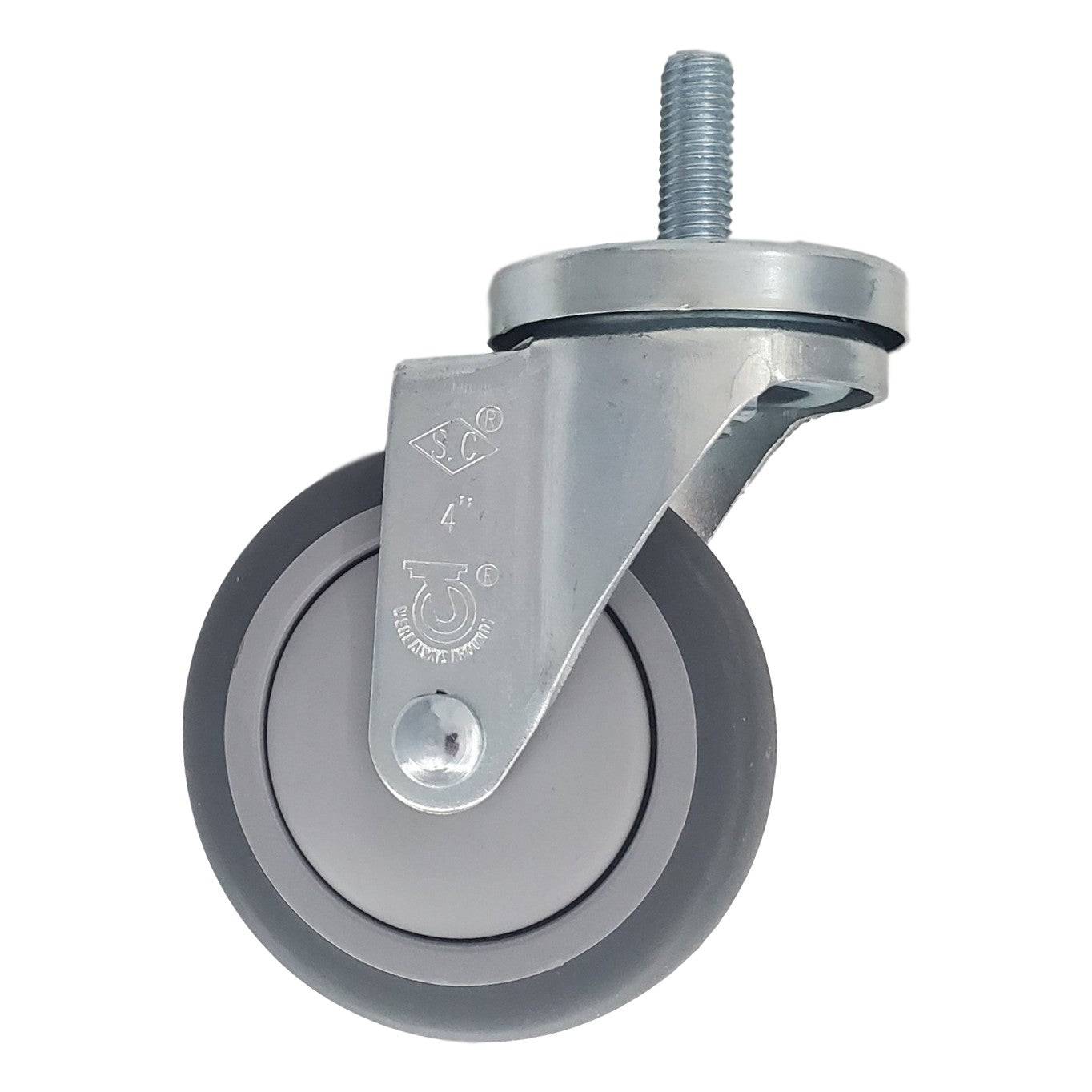 4" x 1-1/4" Thermo-Pro Wheel Threaded Swivel Stem Caster (1/2") - 250 lbs Cap. - Durable Superior Casters