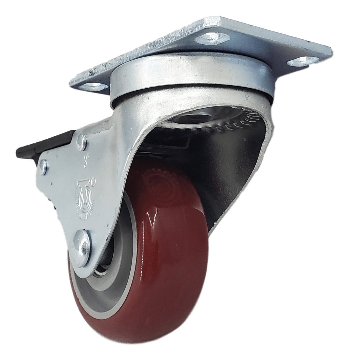 3" x 1-1/4" Polymadic Wheel Swivel Caster w/ Total Lock Brake - 300 Lbs. Capacity - Durable Superior Casters