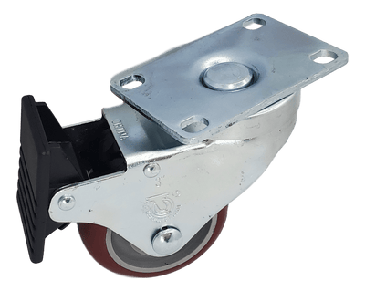 3" x 1-1/4" Polymadic Wheel Swivel Caster w/ Total Lock Brake - 300 Lbs. Capacity - Durable Superior Casters