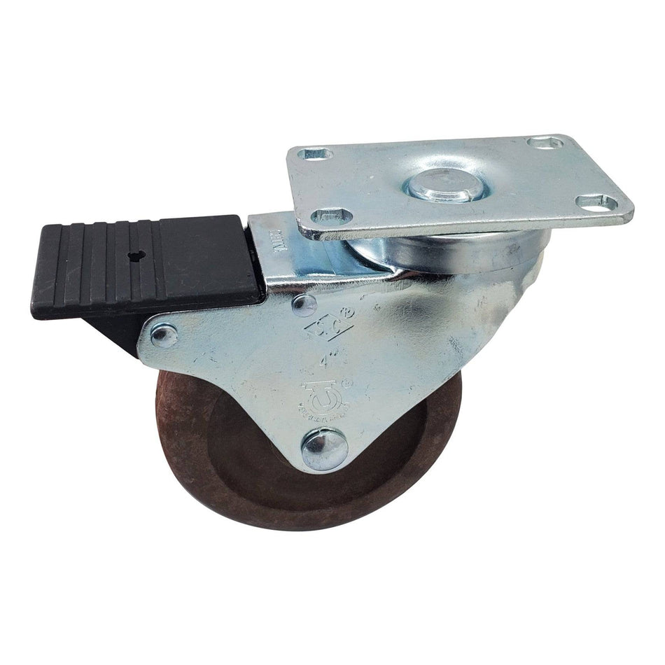 4" x 1-1/4" High Temp. Brimstone Wheel Swivel Caster w/ Total Lock Brake- 300 Lbs. Capacity - Durable Superior Casters