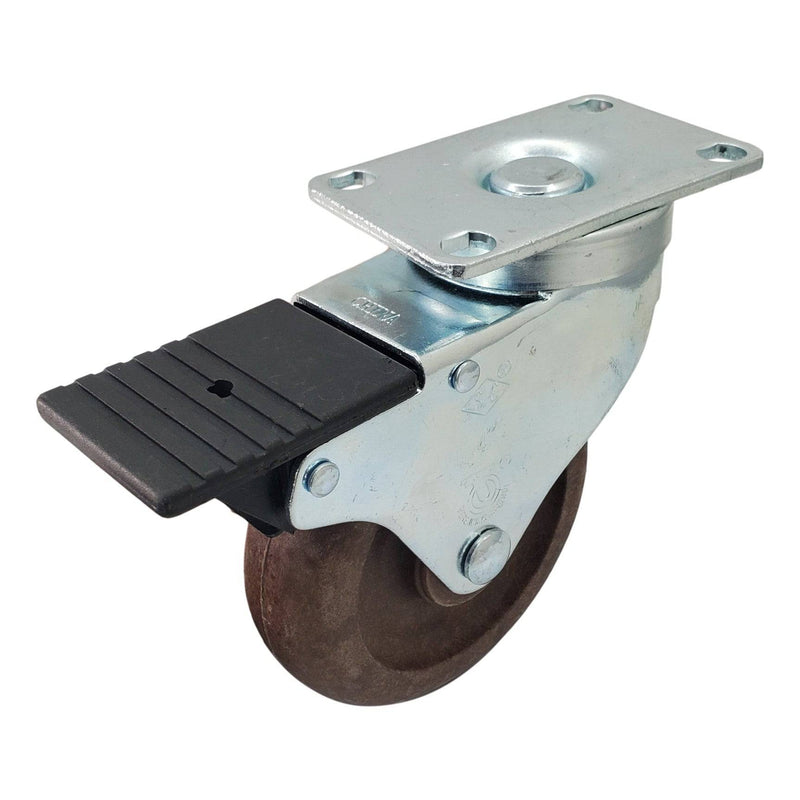 4" x 1-1/4" High Temp. Brimstone Wheel Swivel Caster w/ Total Lock Brake- 300 Lbs. Capacity - Durable Superior Casters