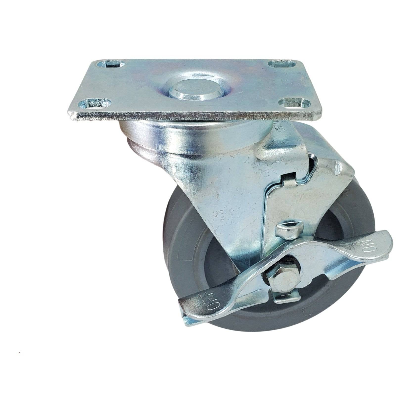 4" x 1-1/4" Nomadic Wheel Swivel Caster w/ Top Lock Brake - 300 lbs. Capacity - Durable Superior Casters