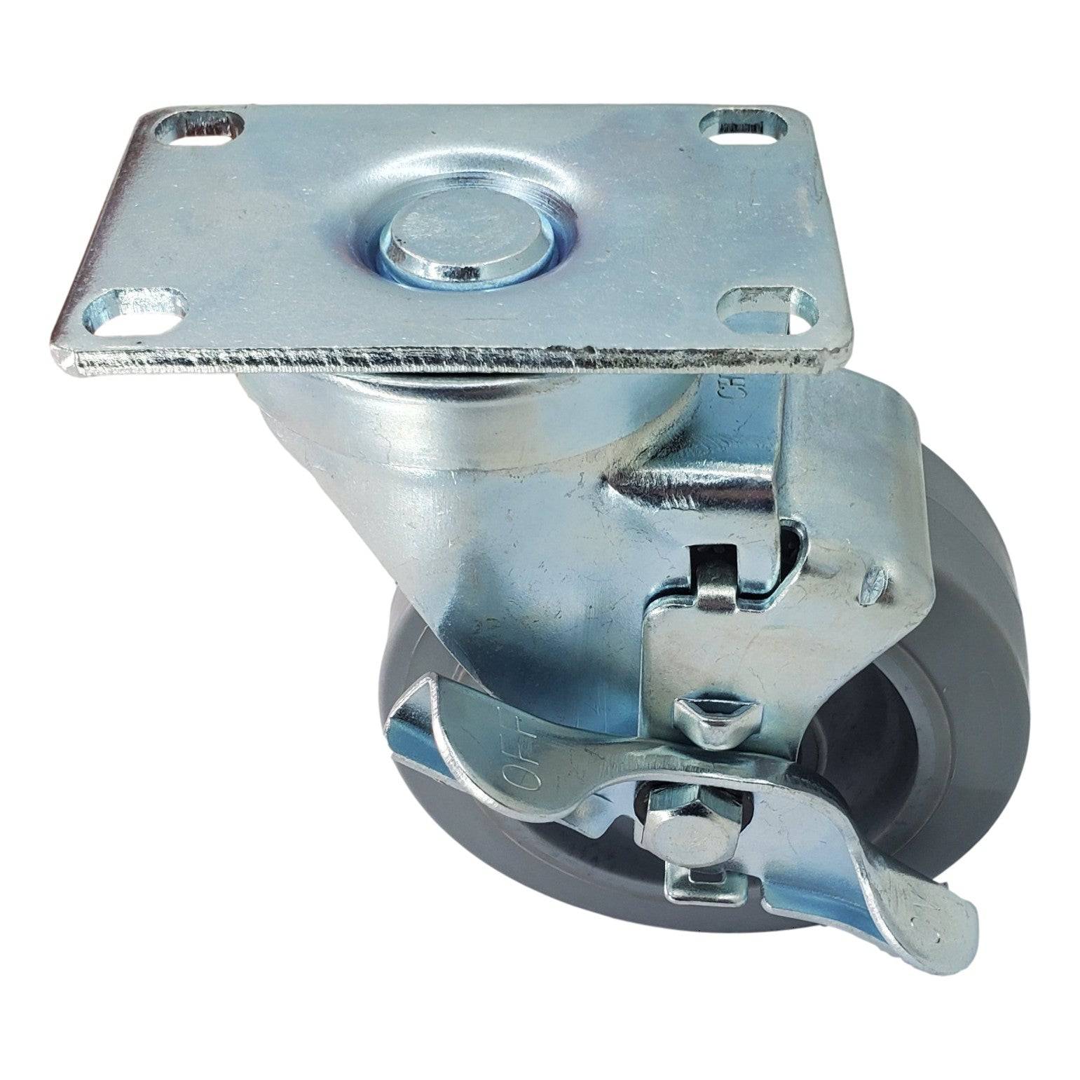 4" x 1-1/4" Nomadic Wheel Swivel Caster w/ Top Lock Brake - 300 lbs. Capacity - Durable Superior Casters