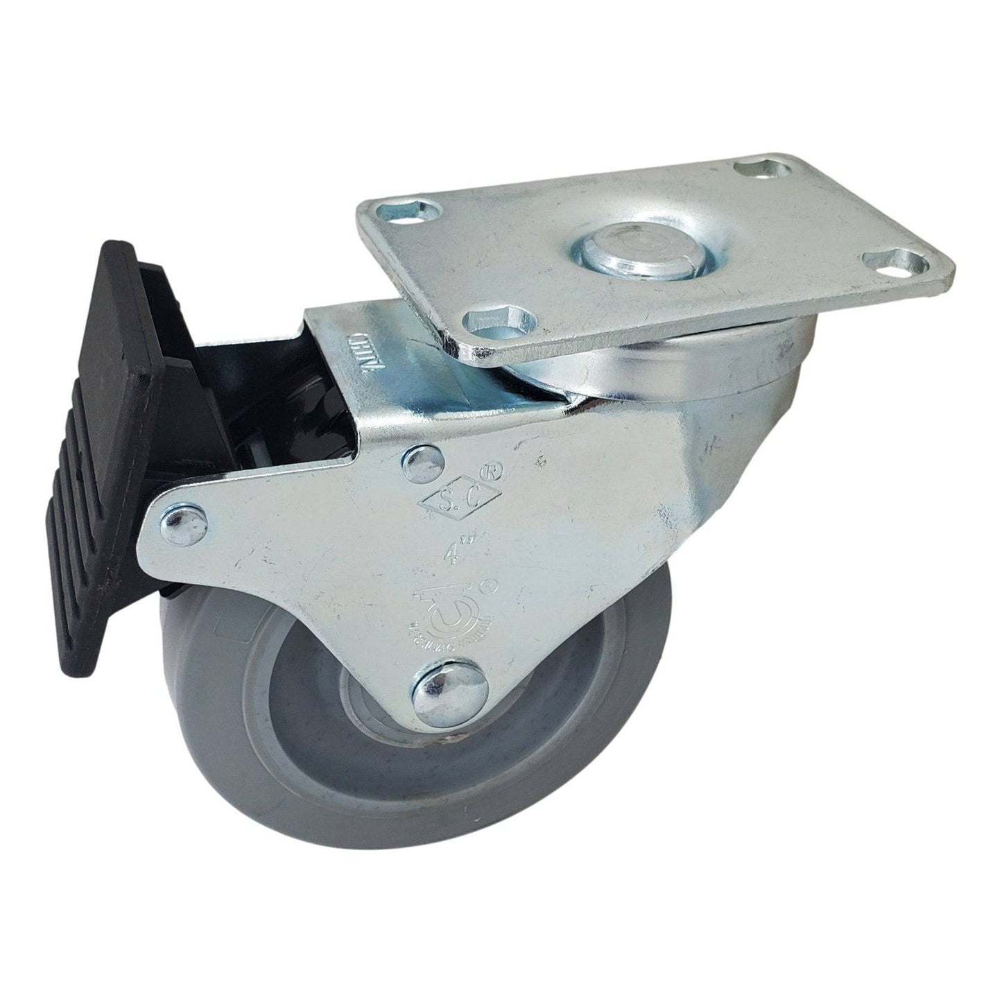 4" x 1-1/4" Nomadic Wheel Swivel Caster w/ Total Lock Brake - 300 lbs. Capacity - Durable Superior Casters