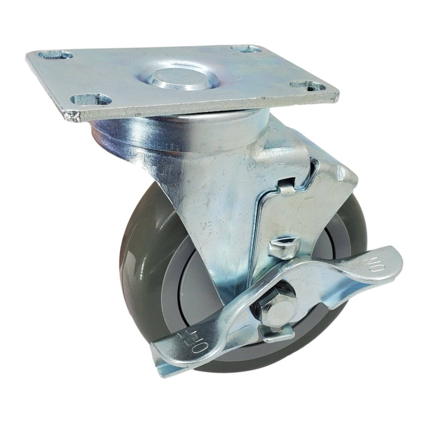 4" x 1-1/4" Poly-Pro Wheel Swivel Caster w/ Top Lock Brake- 350 lbs. capacity - Durable Superior Casters