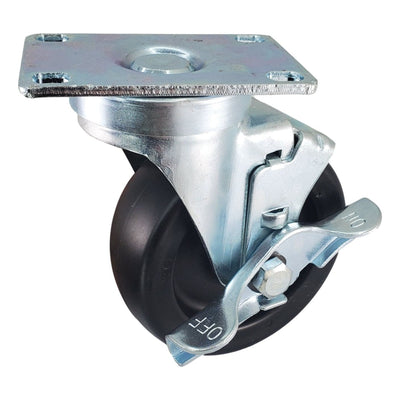 4" x 1-1/4" Polyolefin Wheel Swivel Caster w/ Top Lock Brake - 350 lbs. Cap. - Durable Superior Casters