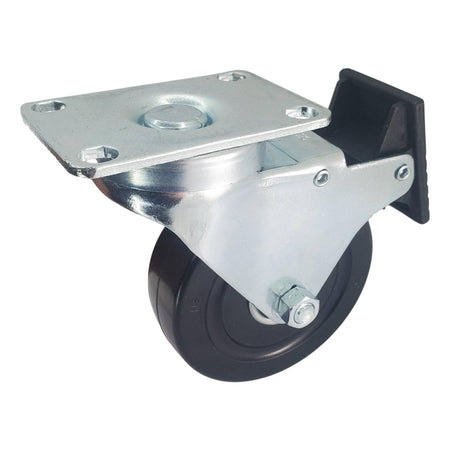 4" x 1-1/4" Soft Rubber Wheel Swivel Caster w/ Total Lock Brake - 350 lbs. Capacity - Durable Superior Casters