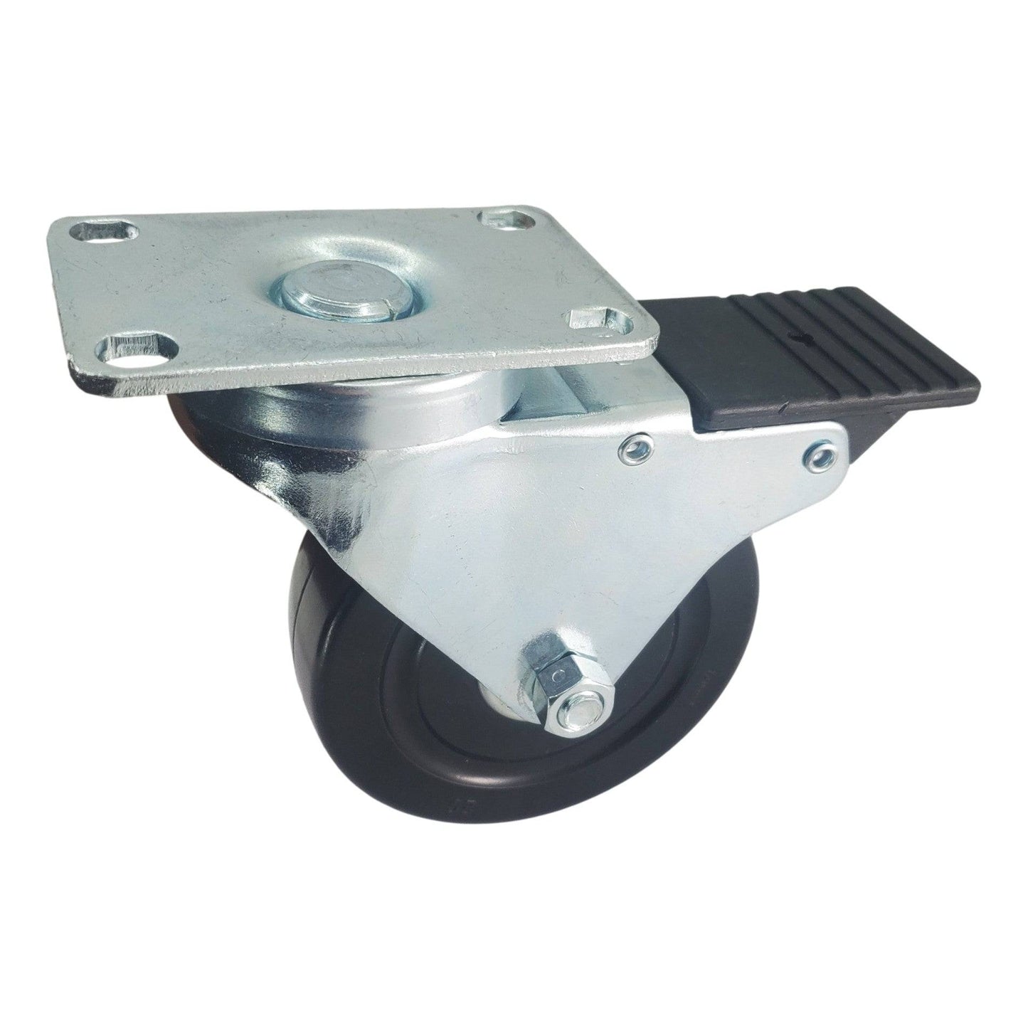 4" x 1-1/4" Soft Rubber Wheel Swivel Caster w/ Total Lock Brake - 350 lbs. Capacity - Durable Superior Casters