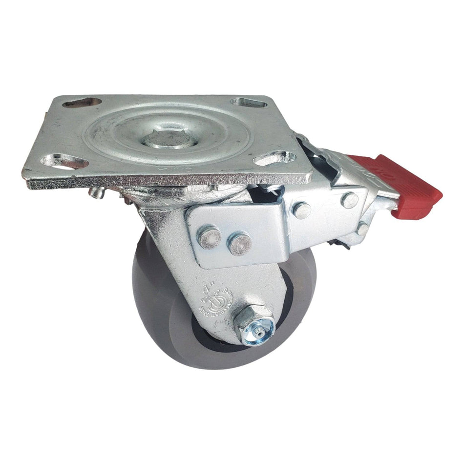 4" x 2" Ergolastomer Wheel Swivel Caster, Total-Lock Brake, 1000 lb Cap. - Durable Superior Casters