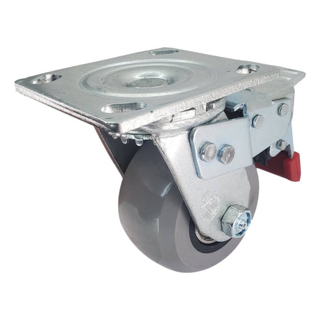 4" x 2" Ergolastomer Wheel Swivel Caster, Total-Lock Brake, 1000 lb Cap. - Durable Superior Casters