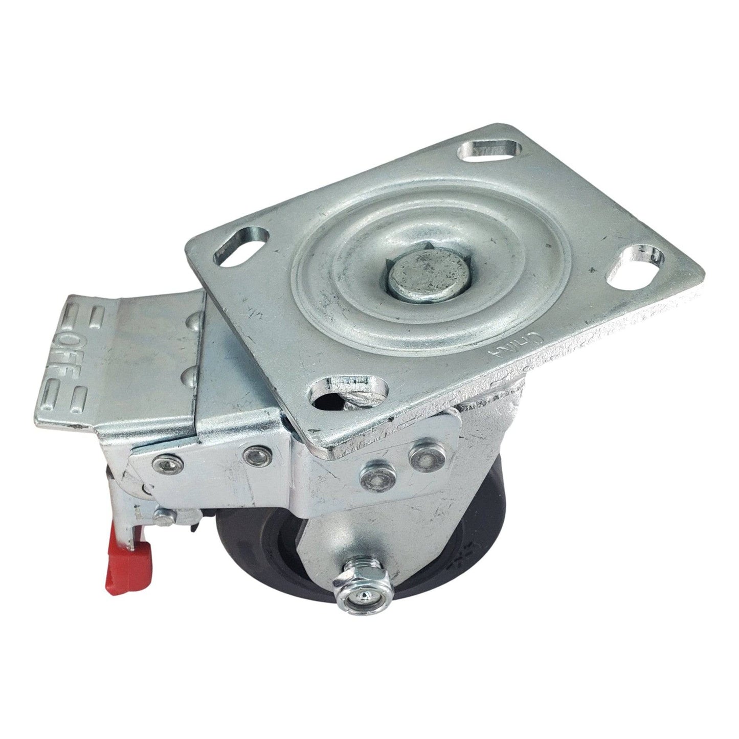 4" x 2" Mold-On Rubber Cast Swivel Caster w/ Total Lock Brake - 400 lbs. Cap. - Durable Superior Casters