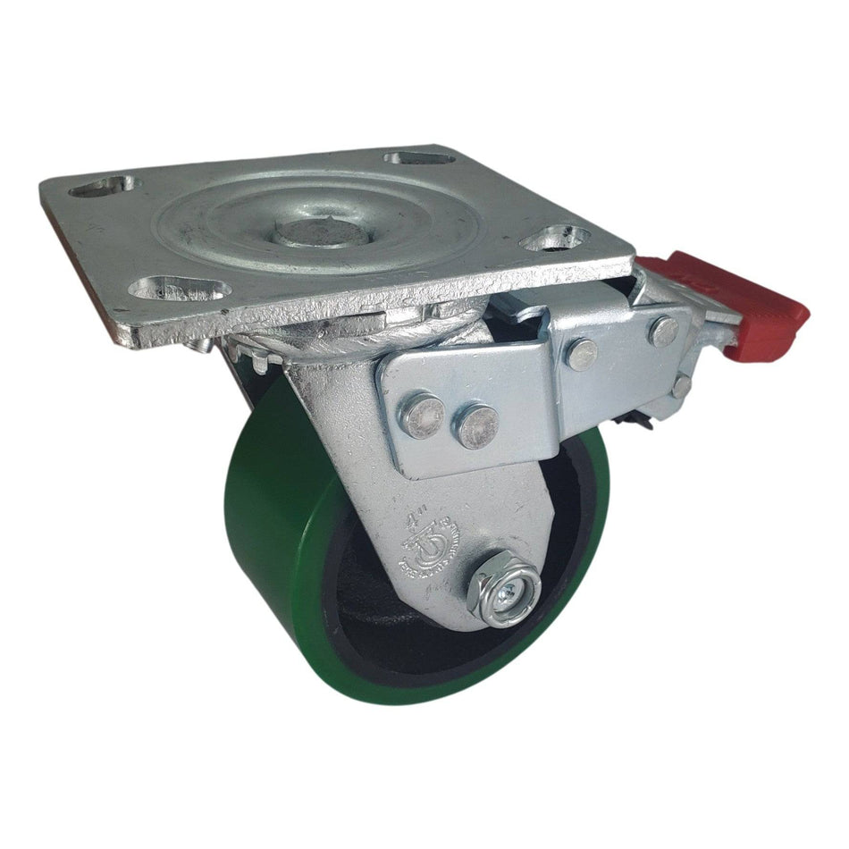 4" x 2" Polyon Cast Wheel Swivel Caster w/ Total Lock Brake - 800 lbs. Cap. - Durable Superior Casters