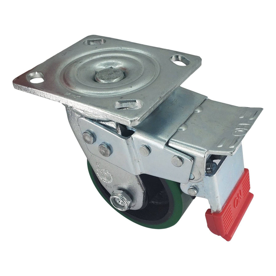 4" x 2" Polyon Cast Wheel Swivel Caster w/ Total Lock Brake - 800 lbs. Cap. - Durable Superior Casters