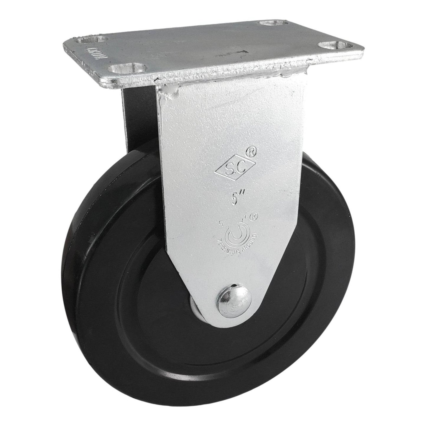 5" x 1-1/4" Hard Rubber Wheel Rigid Caster - 350 lbs. Capacity - Durable Superior Casters