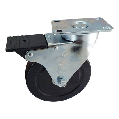 5" x 1-1/4" Hard Rubber Wheel Swivel Caster w/Total Lock Brake- 350 lbs. Capacity - Durable Superior Casters