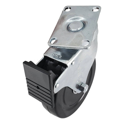 5" x 1-1/4" Hard Rubber Wheel Swivel Caster w/Total Lock Brake- 350 lbs. Capacity - Durable Superior Casters