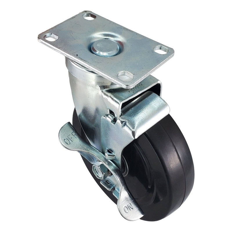 5" x 1-1/4" Hard Rubber Wheel Swivel Caster w/Top Lock Brake- 350 lbs. Capacity - Durable Superior Casters