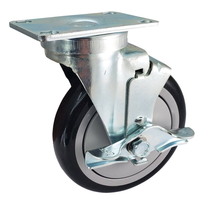 5" x 1-1/4" Poly-Pro Wheel Swivel Caster w/ Top Lock Brake - 350 lbs. capacity - Durable Superior Casters