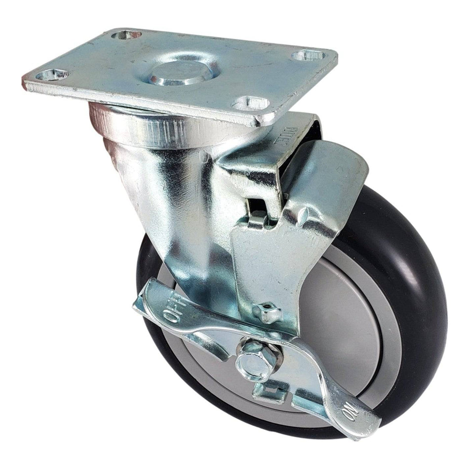 5" x 1-1/4" Poly-Pro Wheel Swivel Caster w/ Top Lock Brake - 350 lbs. capacity - Durable Superior Casters