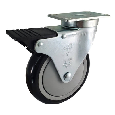 5" x 1-1/4" Poly-Pro Wheel Swivel Caster w/ Total Lock Brake - 350 lbs. Cap. - Durable Superior Casters