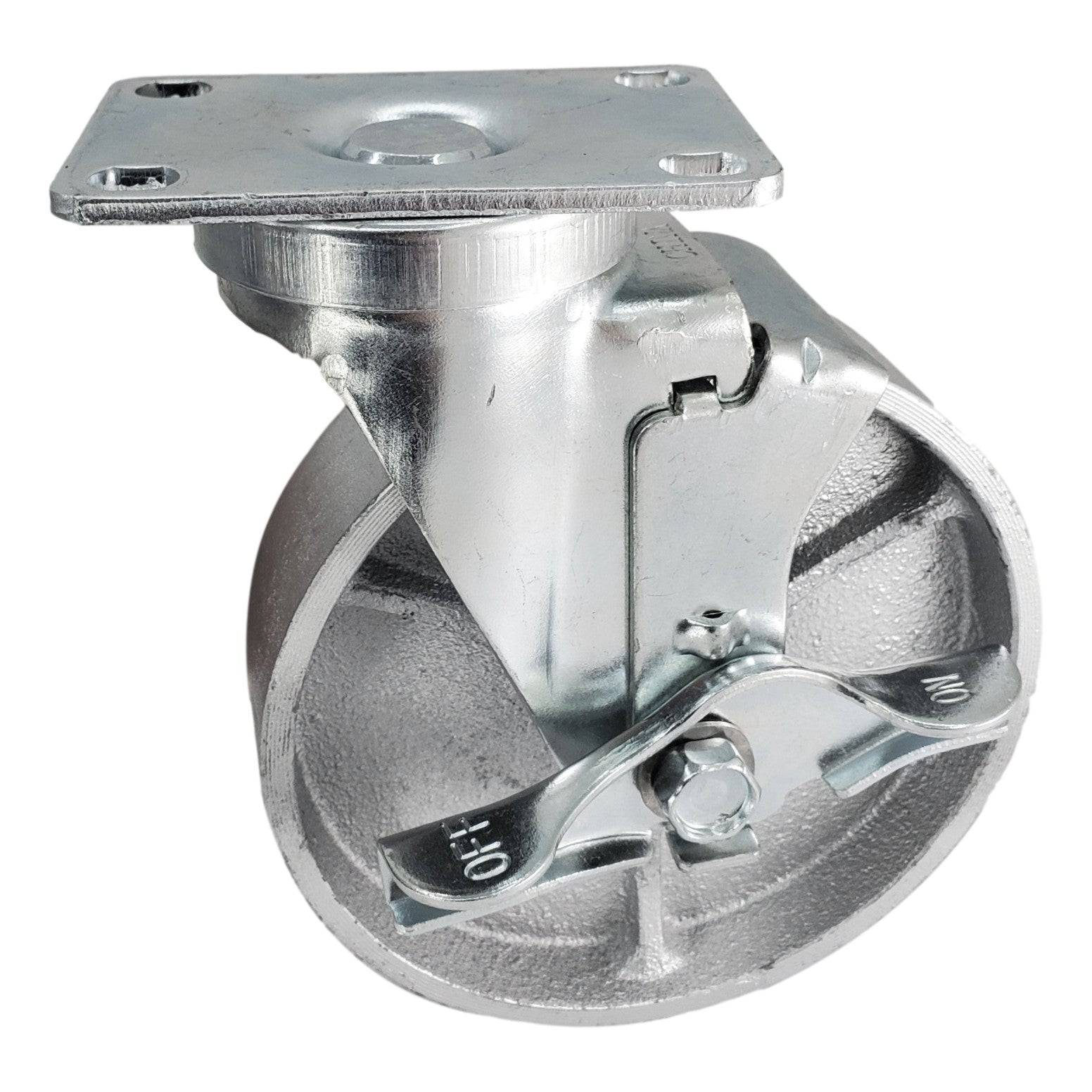 5" x 1-1/4" Semi-Steel Wheel Swivel Caster w/ Top Lock Brake - 300 lbs. Capacity - Durable Superior Casters