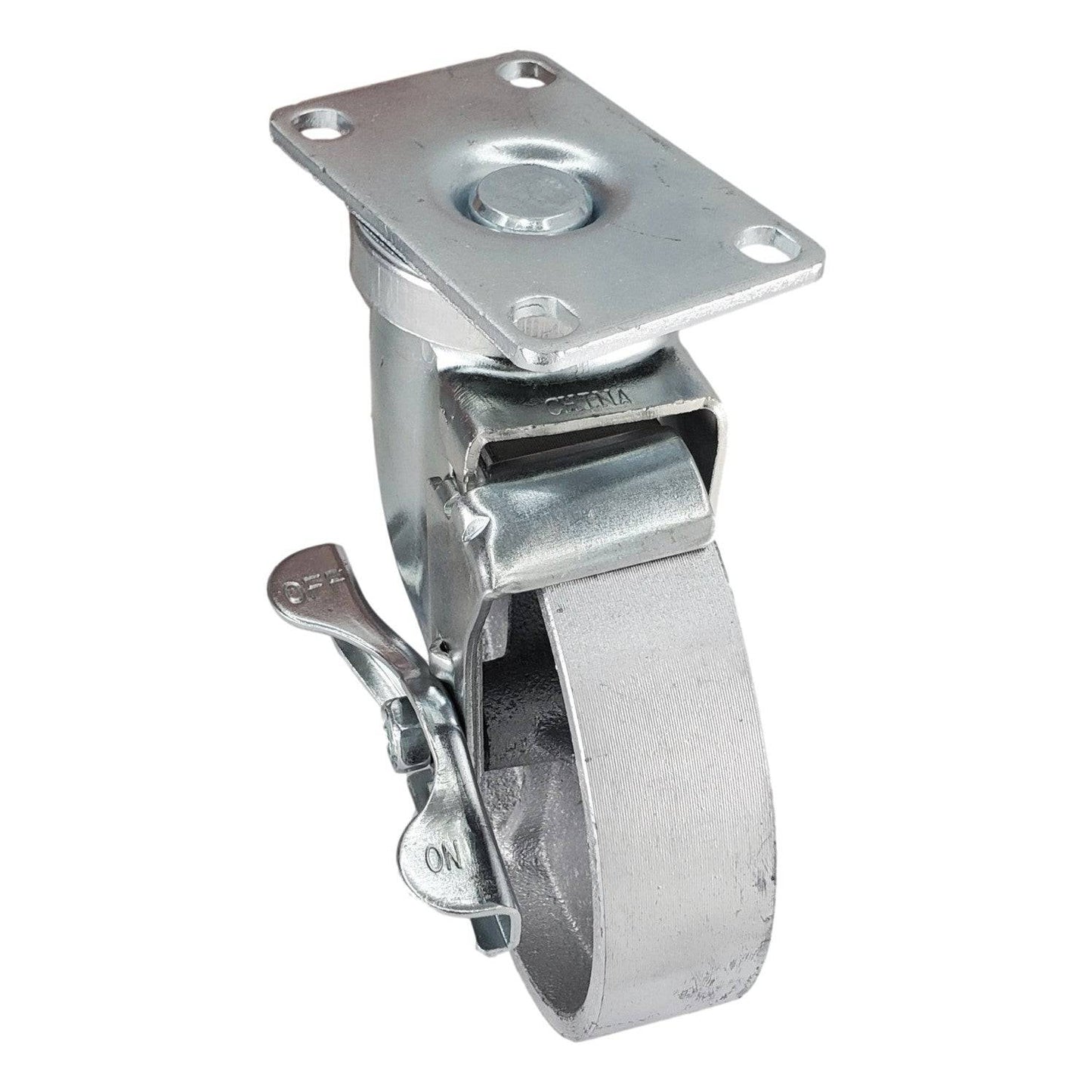 5" x 1-1/4" Semi-Steel Wheel Swivel Caster w/ Top Lock Brake - 300 lbs. Capacity - Durable Superior Casters