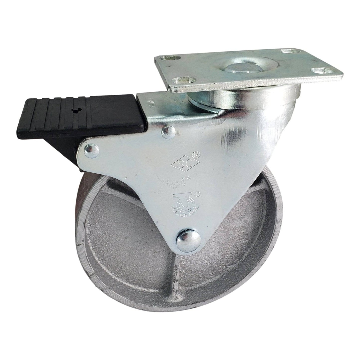 5" x 1-1/4" Semi-Steel Wheel Swivel Caster w/Total Lock Brake - 300 lbs. Capacity - Durable Superior Casters
