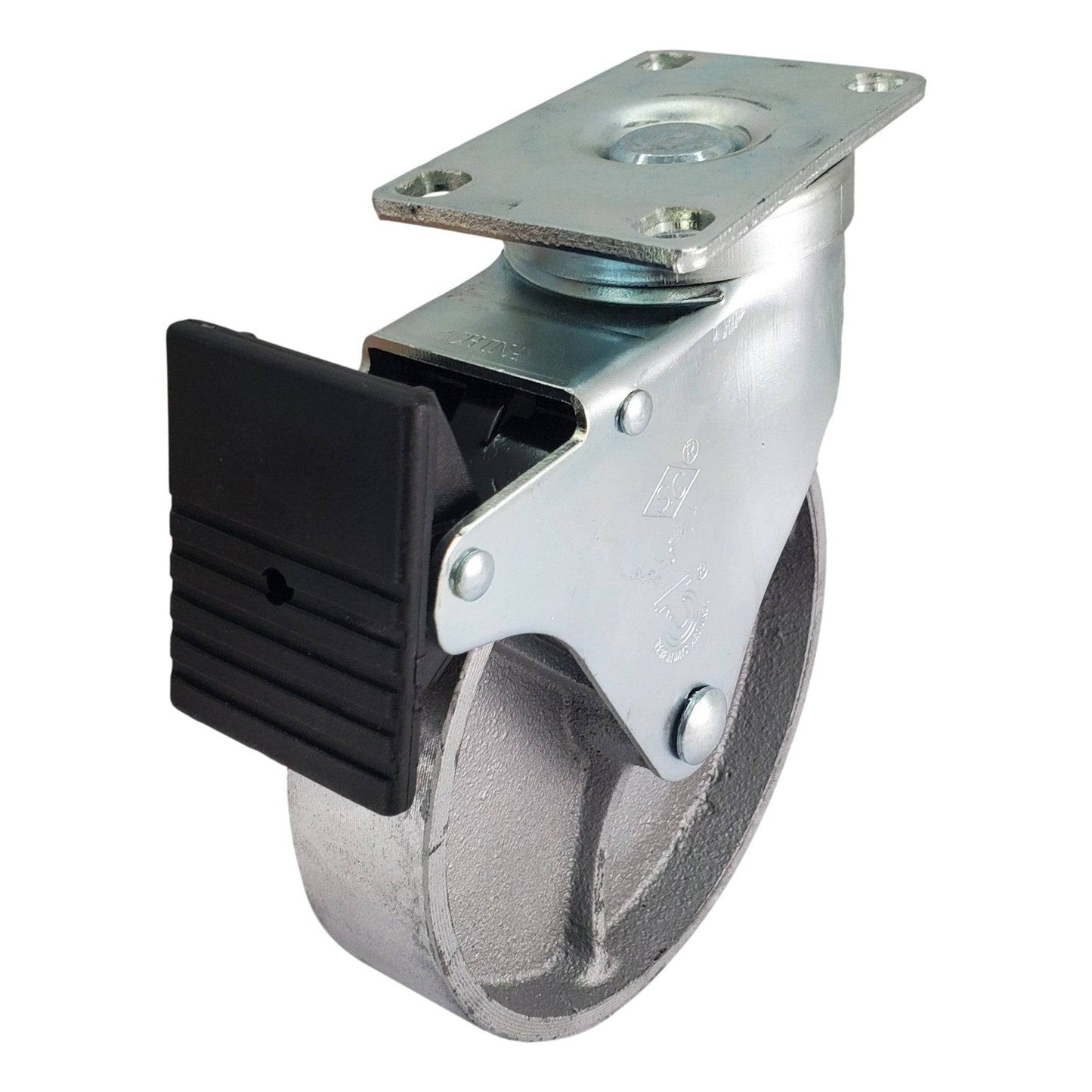 5" x 1-1/4" Semi-Steel Wheel Swivel Caster w/Total Lock Brake - 300 lbs. Capacity - Durable Superior Casters