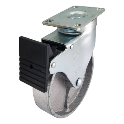 5" x 1-1/4" Semi-Steel Wheel Swivel Caster w/Total Lock Brake - 300 lbs. Capacity - Durable Superior Casters