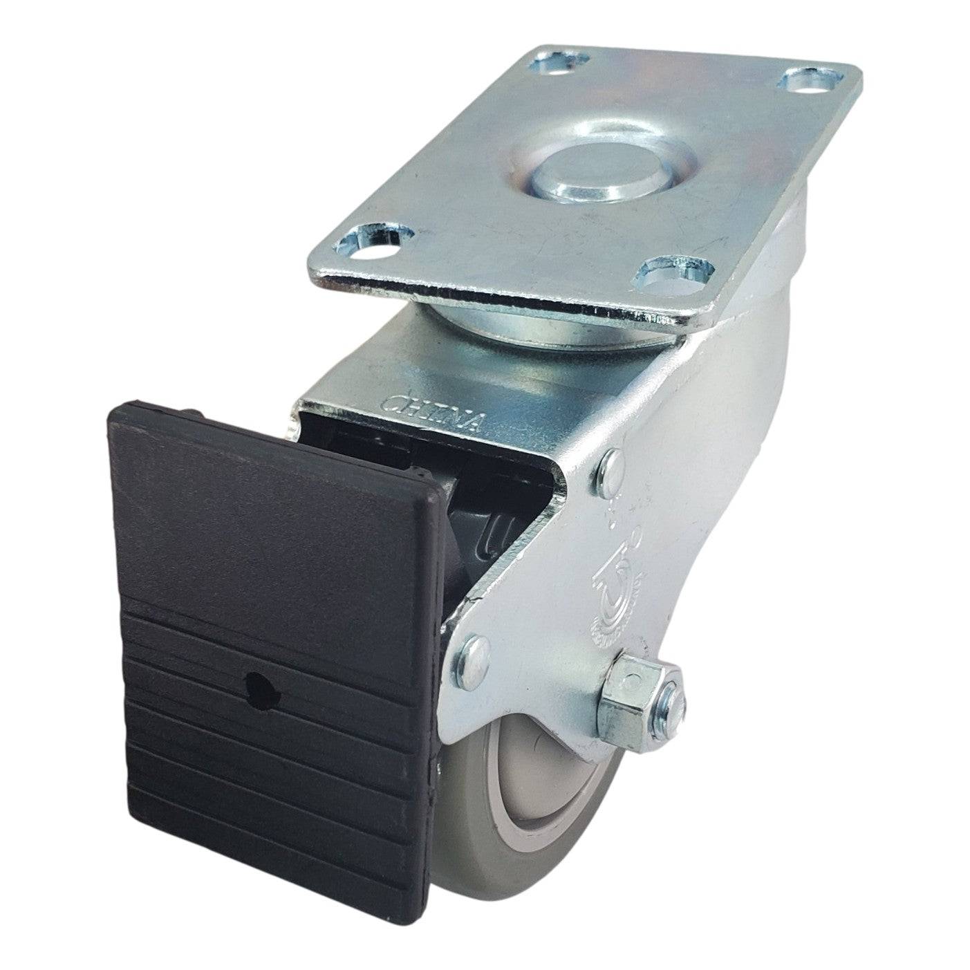 3" x 1-1/4" Poly Pro Wheel (Gray) w/ Total Lock Brake- 300 Lbs. Capacity - Durable Superior Casters
