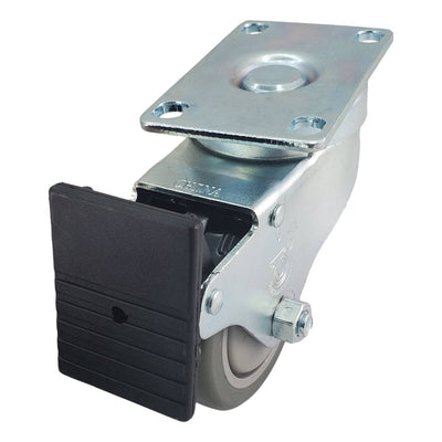3" x 1-1/4" Poly Pro Wheel (Gray) w/ Total Lock Brake- 300 Lbs. Capacity - Durable Superior Casters