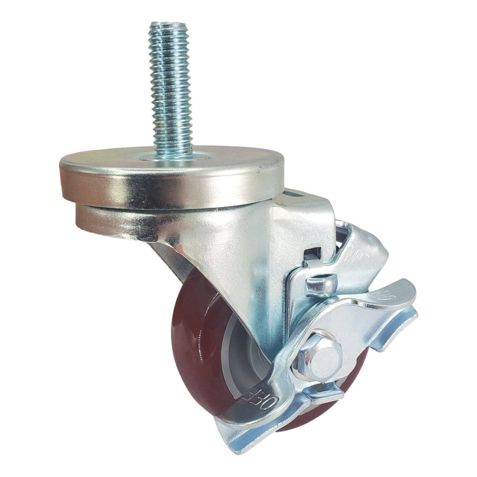 3" x 1-1/4" Polymadic Wheel Threaded Stem w/Top Lock Brake- 300 Lbs. Capacity - Durable Superior Casters