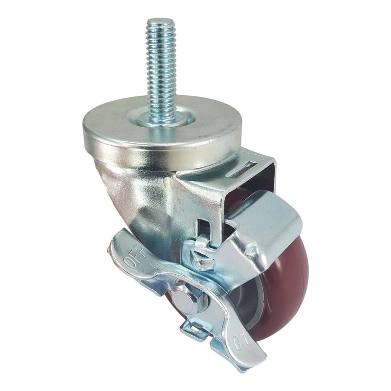 3" x 1-1/4" Polymadic Wheel Threaded Stem w/Top Lock Brake- 300 Lbs. Capacity - Durable Superior Casters