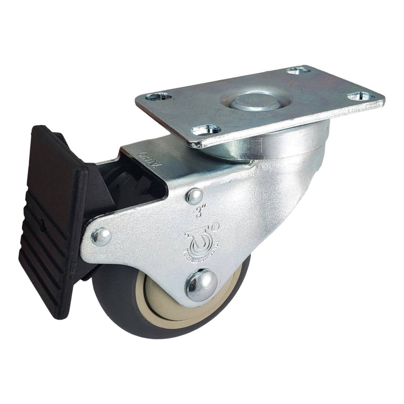 3" x 1-1/4" Thermo-Pro Wheel Swivel Caster w/Total Lock Brake - 210 lbs. Capacity - Durable Superior Casters