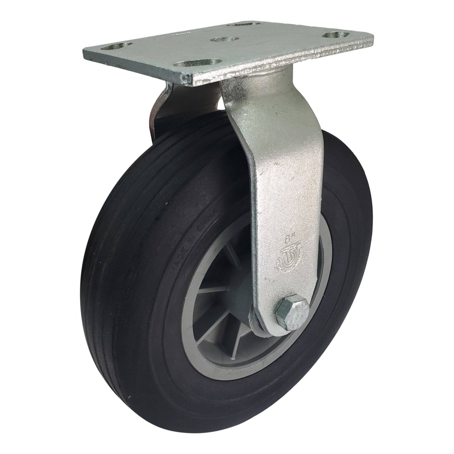 8" x 2-1/2" Eco Rubber Wheel Rigid Caster - 450 Lbs. Capacity - Durable Superior Casters