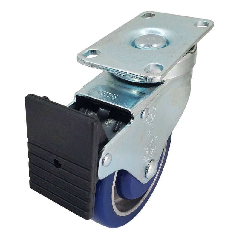 4" x 1-1/4" Polyon Aluminum Wheel Swivel Caster w/ Total Lock Brake - 380 lbs. Capacity - Durable Superior Casters