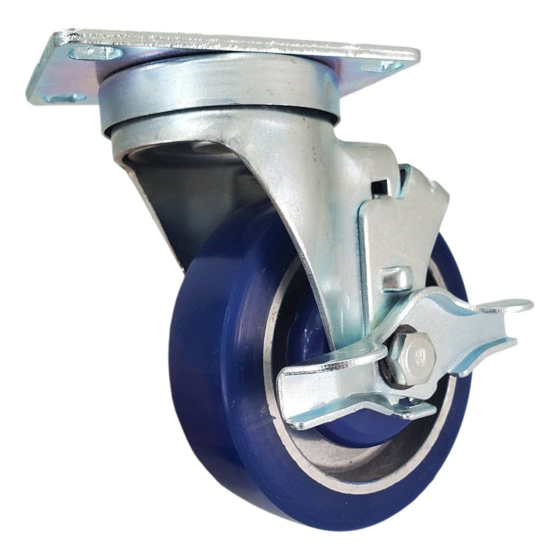 4" x 1-1/4" Polyon Aluminum Wheel Swivel Caster w/ Top Lock Brake - 380 lbs. Capacity - Durable Superior Casters