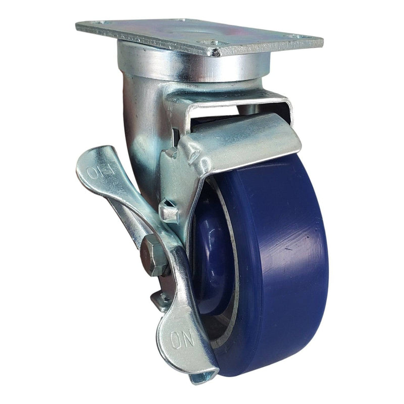 4" x 1-1/4" Polyon Aluminum Wheel Swivel Caster w/ Top Lock Brake - 380 lbs. Capacity - Durable Superior Casters