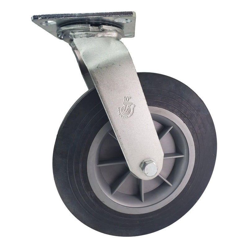 10" x 2-3/4" Eco-Rubber Flat Free Wheel Swivel Caster- 650 lbs. Capacity - Durable Superior Casters