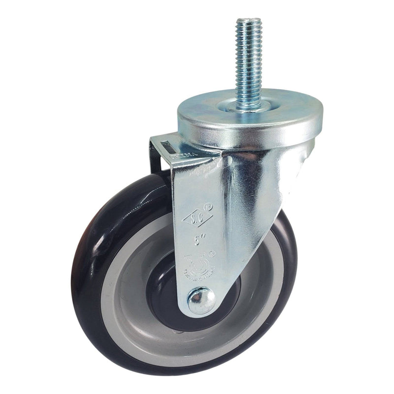 5" x 1-1/4" Poly-Pro Shopping Cart Swivel Stem Caster (1/2") - 350 lbs. Cap. - Durable Superior Casters