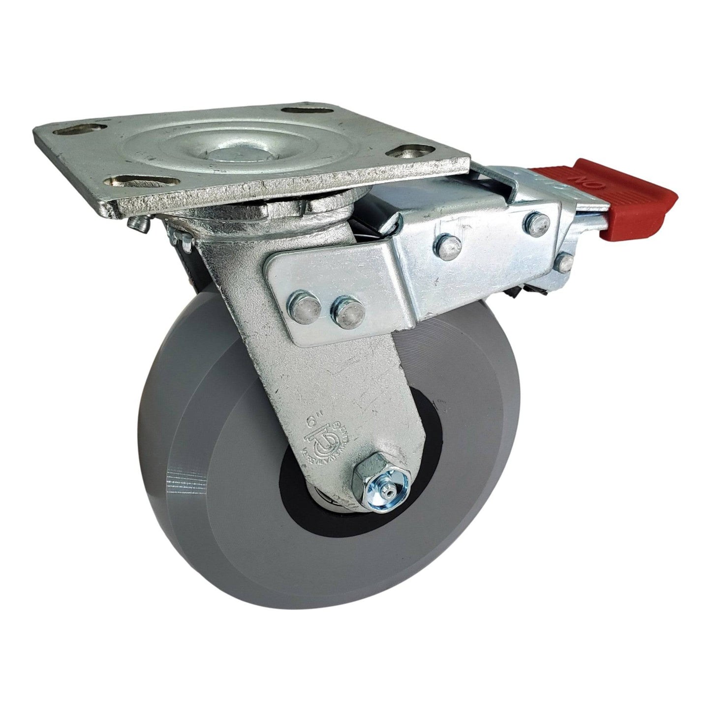 6" x 2" Ergolastomer Swivel Caster W/ Total Lock Brake - 1250 lbs. Cap. - Durable Superior Casters